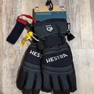 Hestra Army Leather Coach CZone Grey and Black Alpine Pro Gloves